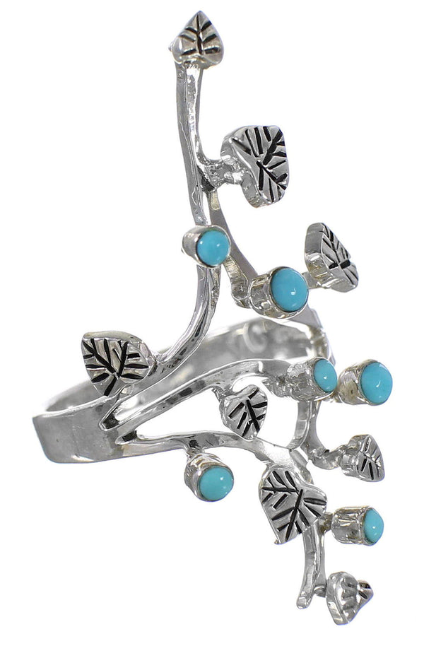 Silver And Turquoise Southwest Ring Size 7-3/4 YX94094
